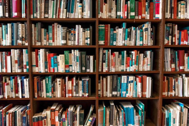 Library books on a shelf